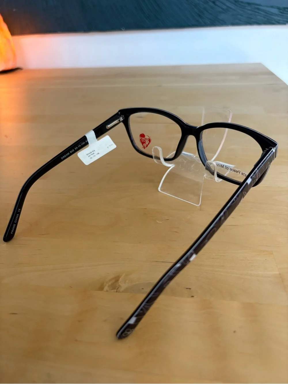 Peace Love Dream Big Black White Art Tools Rectangle Eyeglasses 55-15-140 NWT